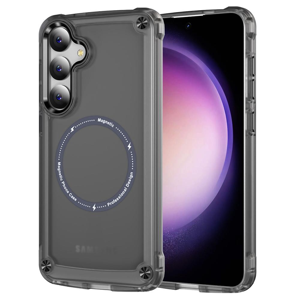 

For Samsung Galaxy S25 Case Skin Touch TPU+PC Phone Cover Compatible with MagSafe Transparent Black