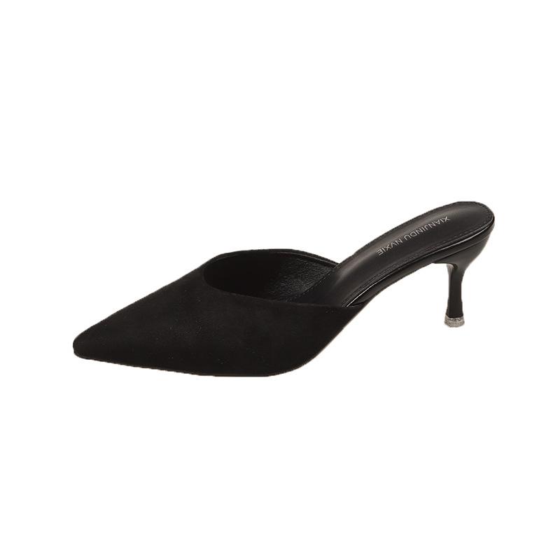 Pointed Slippers Fashion High Heels Bag Head Half Drag Sandals 2025 Spring and Summer New Korean Version Outer Wear Thin Heel Cool Slippers