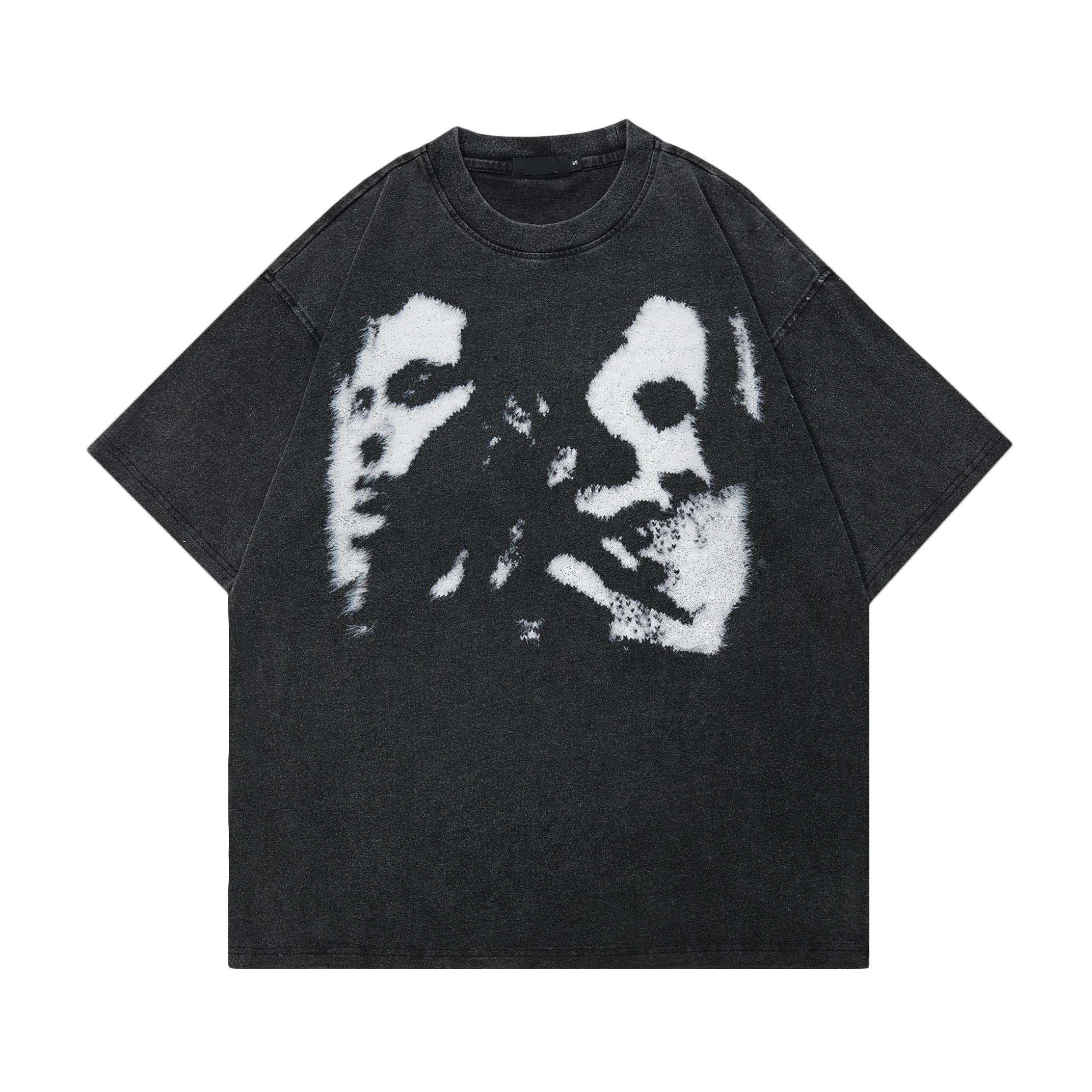 

Уличная футболка 2024 года с винтажным графическим рисунком унисекс с двойными лицами S чёрный