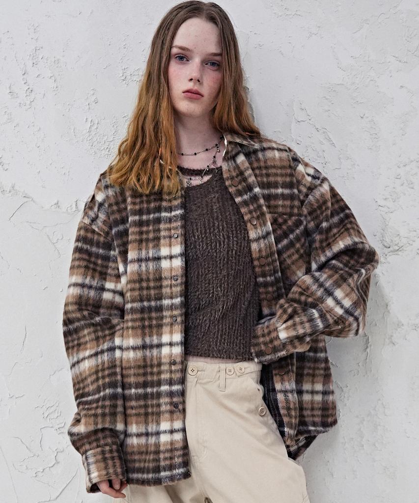 Avandress Sanders Check Shirt Jacket Brown
