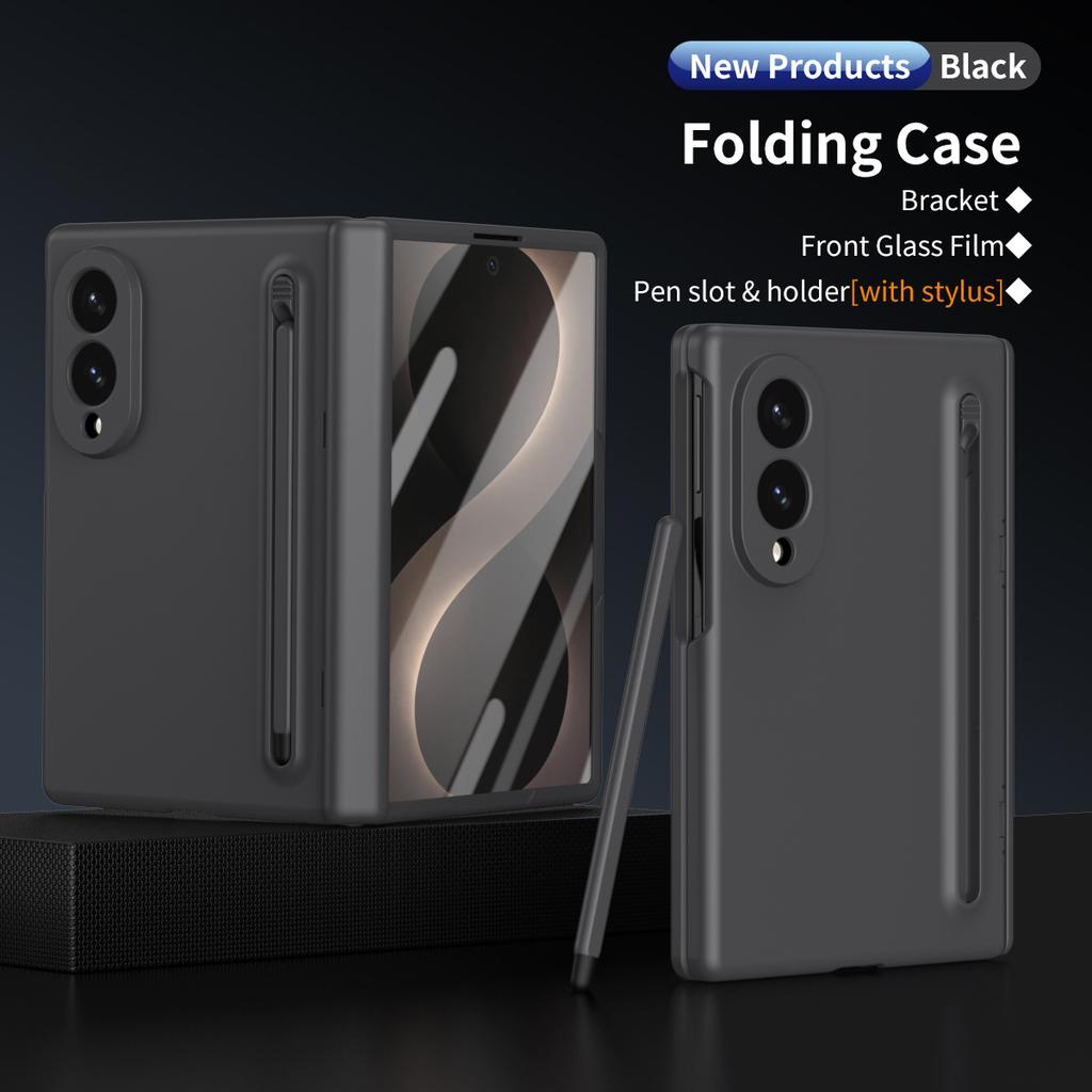 Für Samsung Galaxy Z Fold 8 Wide Case, Scharnierschutzhülle + Bildschirmschutzfolien mit Stift- und Stiftehalter