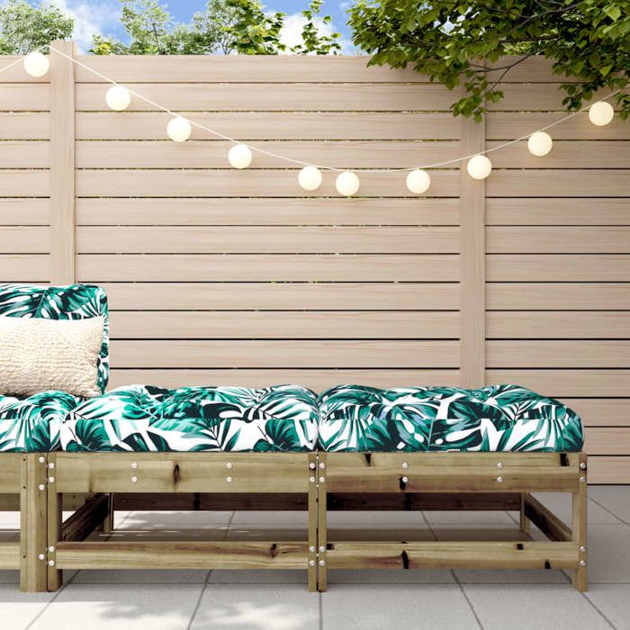 VidaXL Lot de 2 Repose-pieds de Jardin avec Coussins, Tabourets de Terrasse, Chaises de Patio, Meubles d'Extérieur, Bois Pin 825589