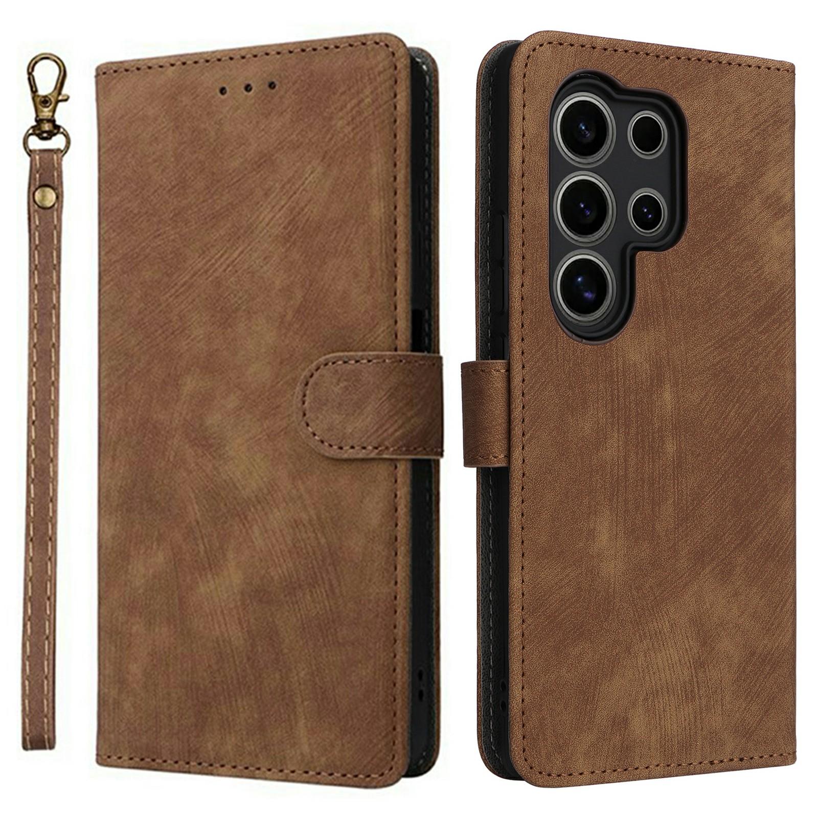 

For itel S25 Ultra Wallet Case RFID Blocking PU Leather Cover Stand View Brown