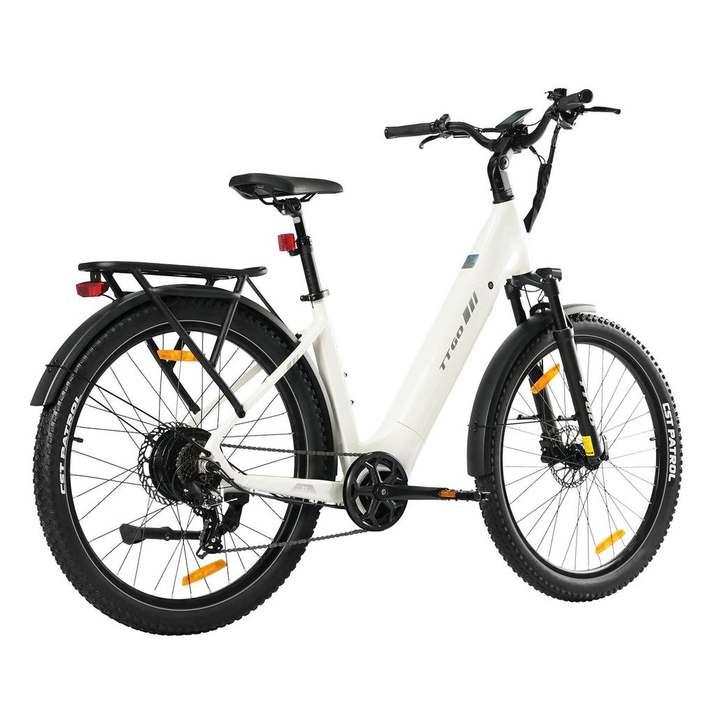 TTGO Z3: 48V15Ah charges overnight. 250W motor eco-friendly. 27.5" tires smooth. Tow seat for family