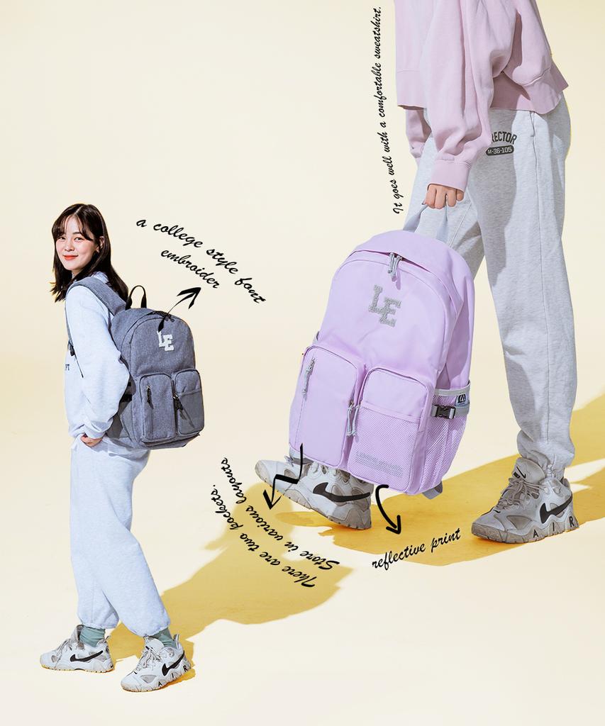 Lemine Double Pocket Backpack (Melange Grey)