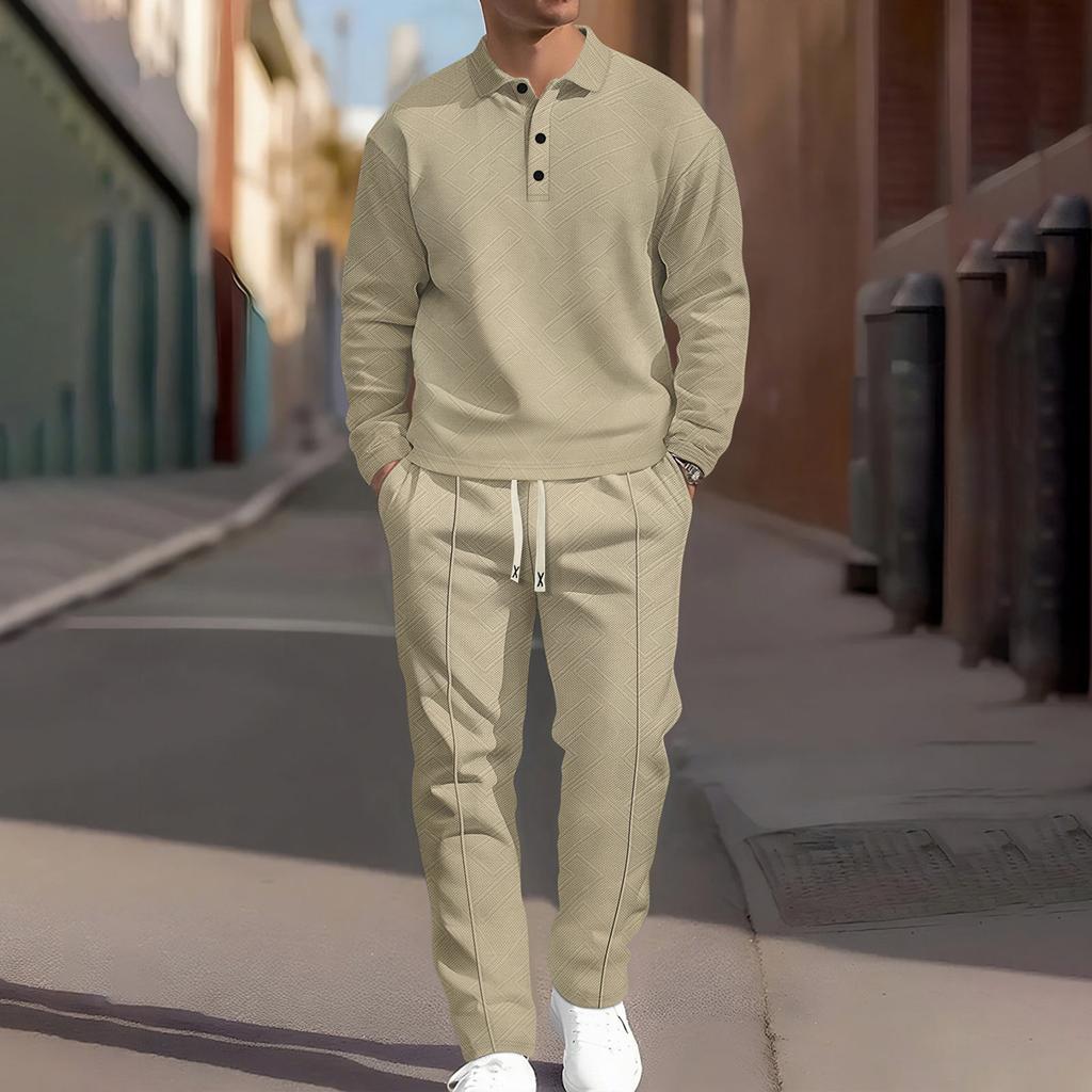 Men's Casual Fashion Outdoor Sports Wrinkled Long Sleeved Trousers Suit