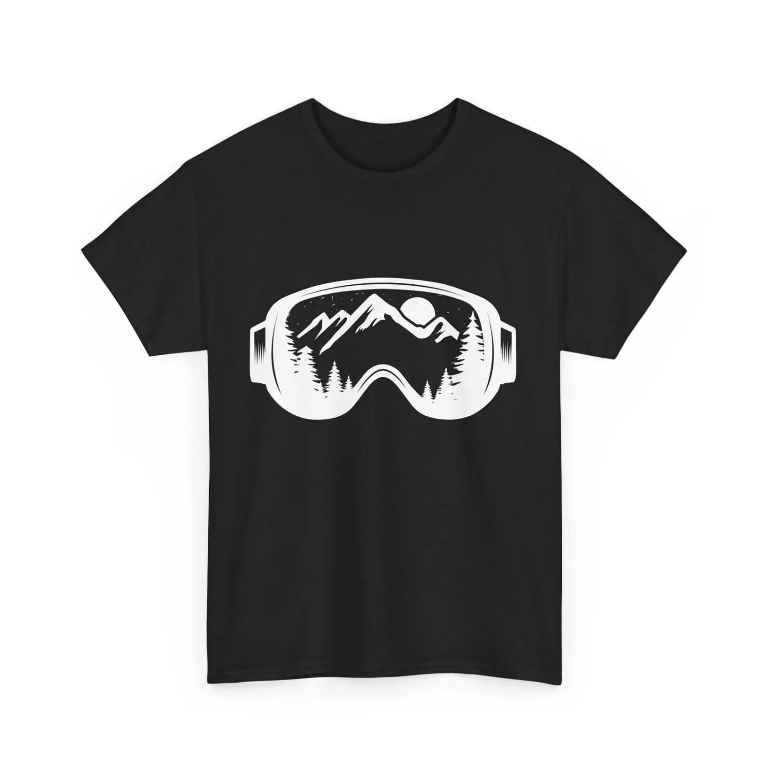 Snowboard Ski Goggles T Shirt Skiing Mountain Trees Winter Lovers Skier S чёрный