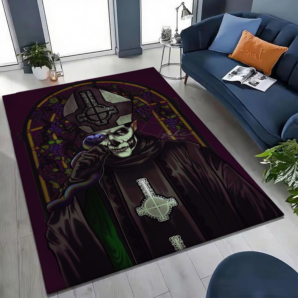 Dark Gothic Skeleton Bishop Rectangular Rug Soft Nonslip Carpet For Hallway Doorway Kitchen Home Decor Great Holiday Gift