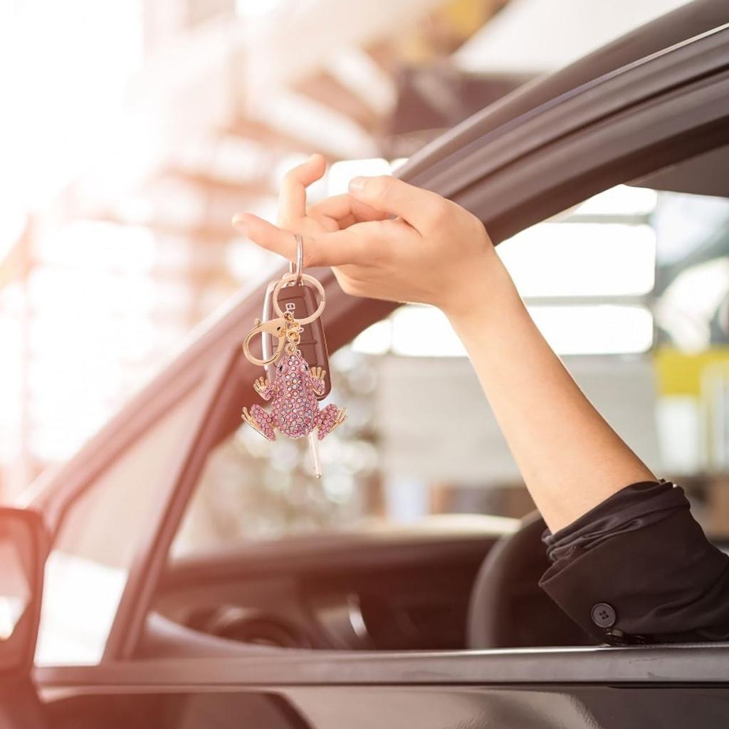 [iplusmile] Frog Keychain with Rhinestones, Sparkling Bag Charm, Frog Key Ring, Animal Key Ornament, Stylish, Lucky Charm, Gift for Women