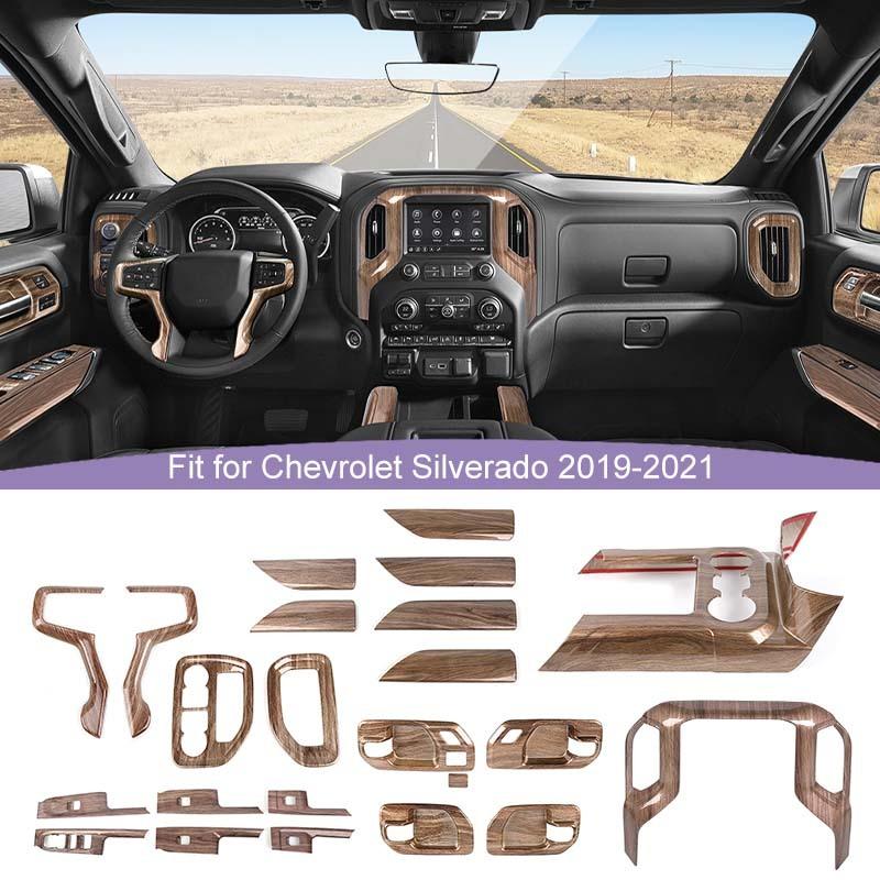 ABS Decoration Cover Steering Wheel Central Control Protection Sticker For Chevy Silverado 2019-2021 4-Door Premium Version Interior Accessories