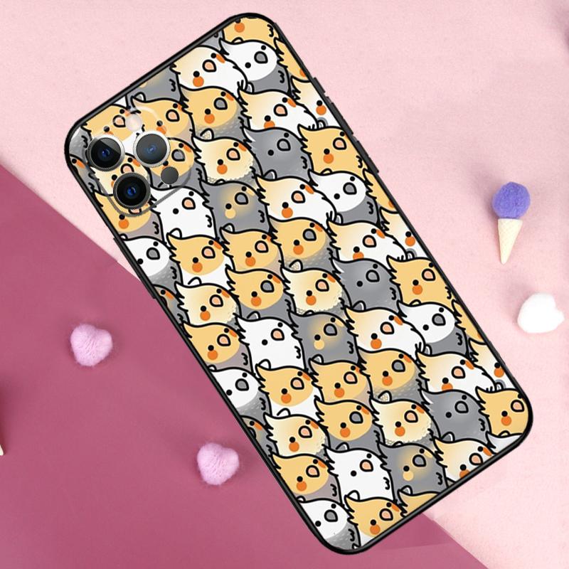 

Cartoon Cockatiel Collage Phone Case For iPhone 17 Pro Max 17 Air 11 14 15 16 Pro Max Plus 12 13 Mini 16e Back Cover iPhone 17 Pro