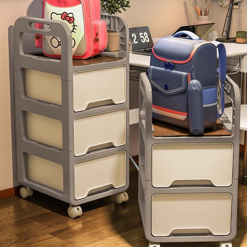 Modern Minimalist Rolling Cart Multi-Function Desk Drawer Storage Two-Layer Storage Box Office Use Book Bag Organizer