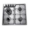 Silver + Black 4 Burner Built-in Cooktop Stainless Steel Gas Stoves Natural Gas Hob Kitchen Cooking Appliance Cookware Gas Cooker 58*50cm