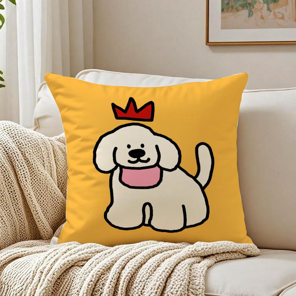 Happy Dog Cushion Cover Pillowcase Antidustmite Living Room Sofa Decor Cushion Room