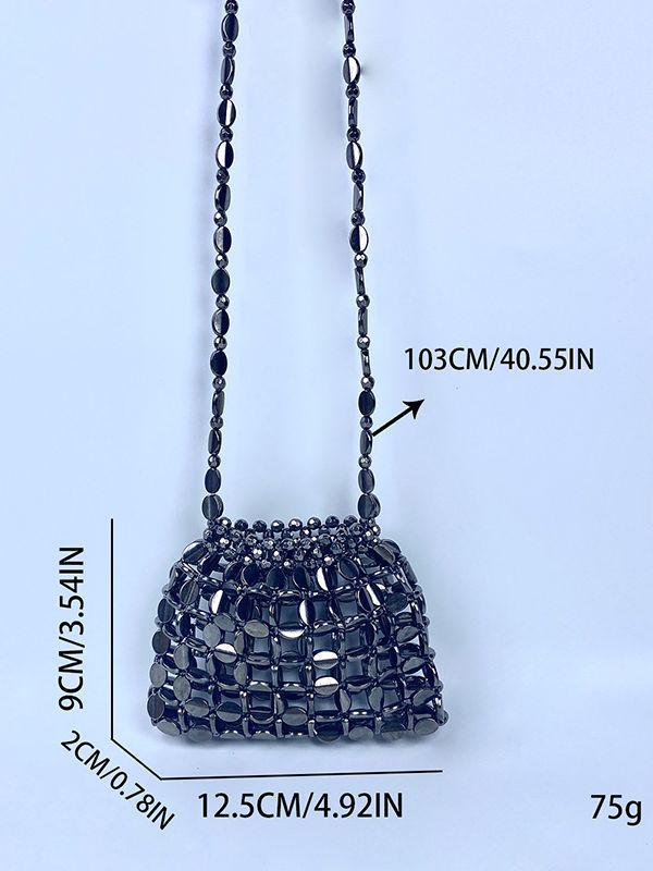 Retro Hand-Woven Sequin Beaded Shoulder Bag - Versatile Acrylic Phone Bag
