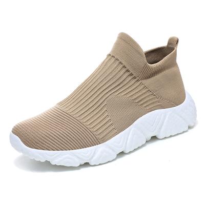 Hoge heren- en dames nieuwe lente- en herfst comfortabele mesh gebreide casual sportschoenen jogging platte loafers