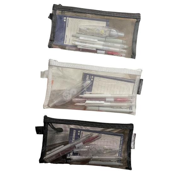 Pencil Case Fully Transparent Large Capacity Mesh Pen Bag Exams Security Check Friendly Easy Stationery Storage Pouch