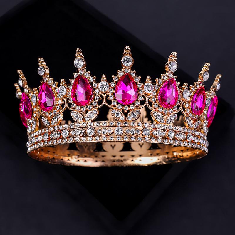 The Bride's Luxurious and Dazzling Tiara A Full Round Design  Princess Style Wedding Dress  Headwear  Flower Cake Decoration and Ornaments
