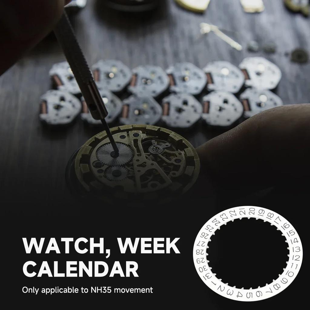 for NH35 NH36 Date Dial Fits NH35 NH36 NH34 Movement SKX007 SKX009 White Black Automatic Mechanical Movt Day Date Dial Wheel