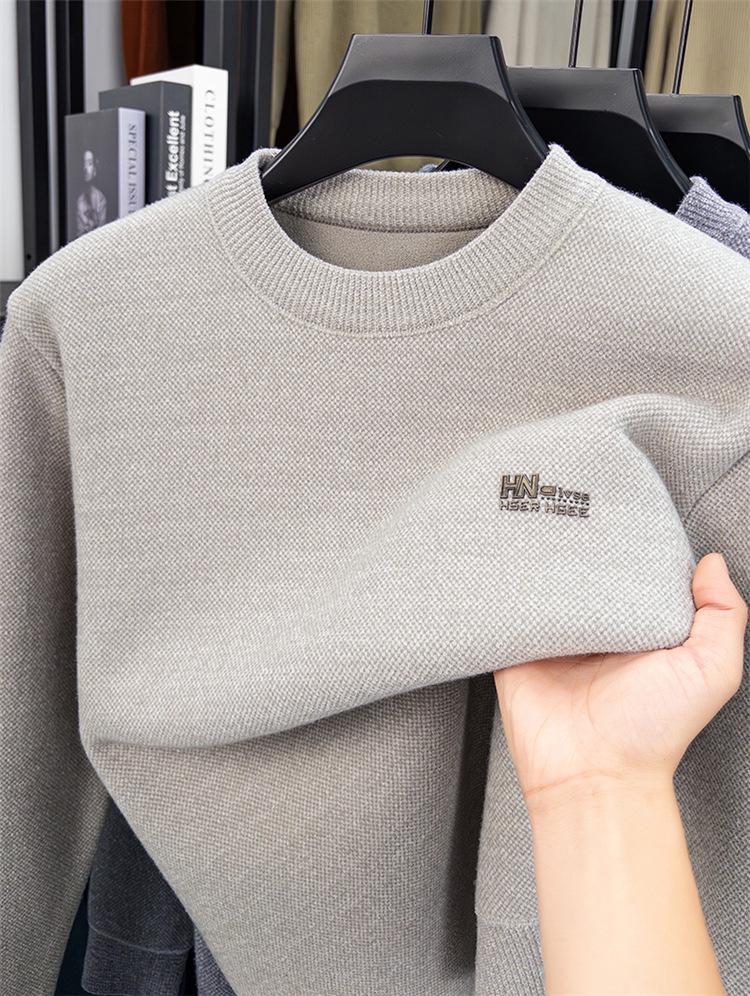 Men's Winter Thickened Mink Wool & Velvet Knit Sweater - Warm, Casual Fashion Pullover for Middle-Aged Men