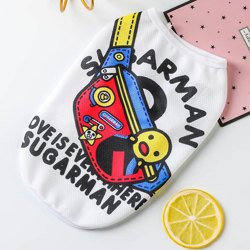 Summer Dog Vest For Small Dogs Cartoon Big Bow Print Pet Clothes Dogs Clothing Chihuahua Bulldog Costume Coat Accessories