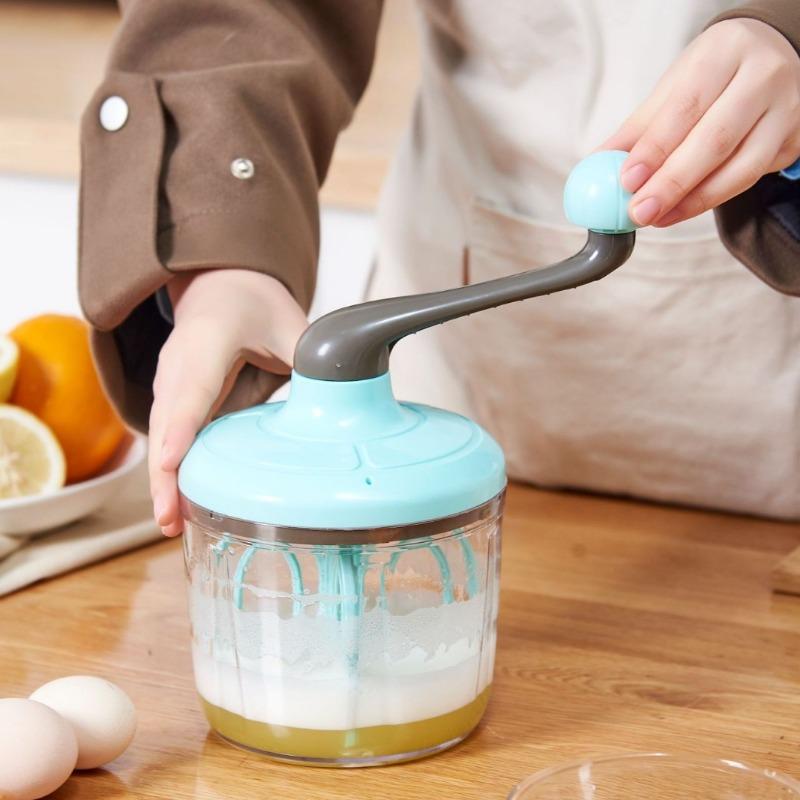 Egg Whisk Plastic Hand Crank Push Whisk Blender Long Crank Multi-Functional Manual Eggs Beater Practical Kitchen Tool