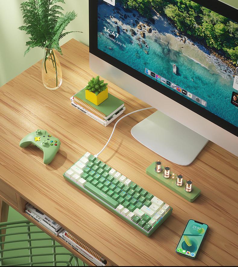 BOW Hot-Swappable Wired Mechanical Gaming Keyboard - Red/Brown Switch, 68-Key Compact Design