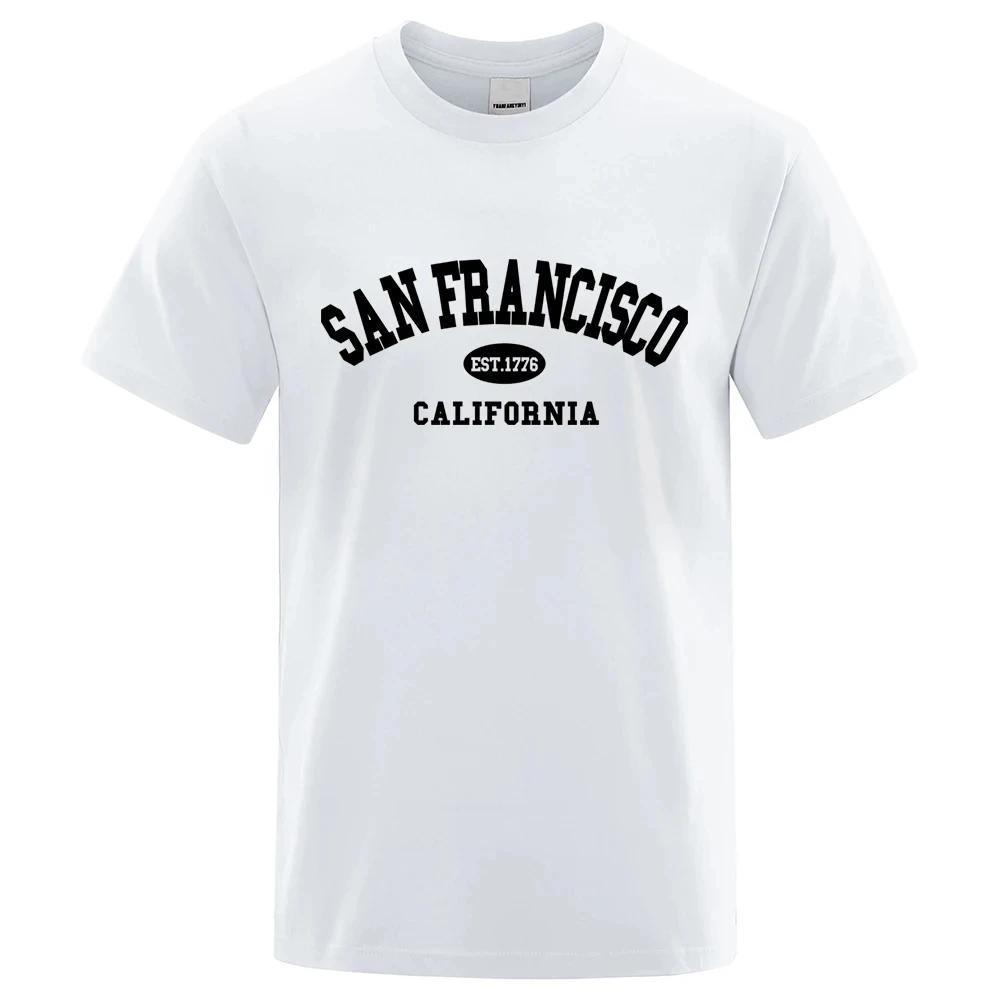 Sanfrancisco Grundat 1776 Kalifornien Bokstaven T-shirts Herr Mode Överdimensionerade Toppar Sommar T-shirt Lös Designer Lyxig T-shirt 80263