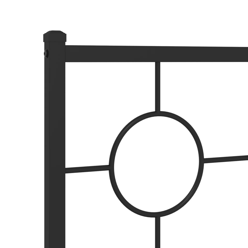 Metal Bed Frame with Headboard Black 120x190 cm