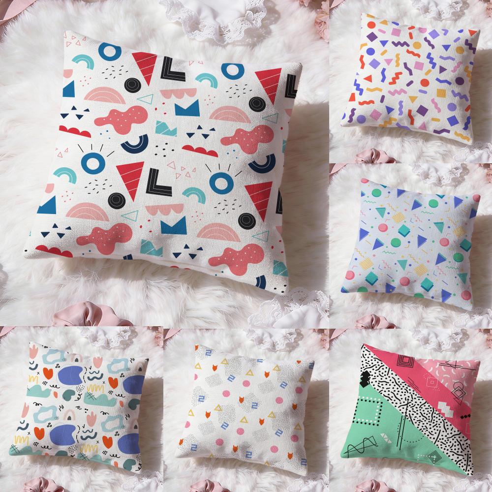 Memphis Seamless Patterns Cushion Cover Premium Comfort Reversible Pillow Cove -Two In One Design for Any Room & Car Interior