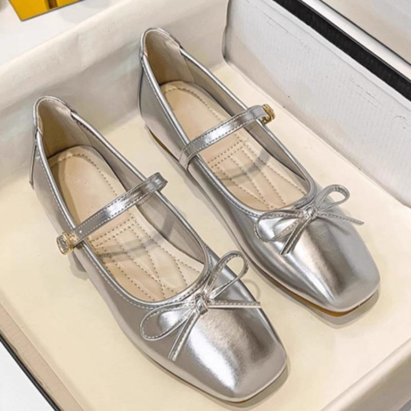 2025 New Hot Selling Vintage Mary Jane Shoes Elegant Bowknot Round Toe Women's Flat Comfort Elastic Ladies Ballerina