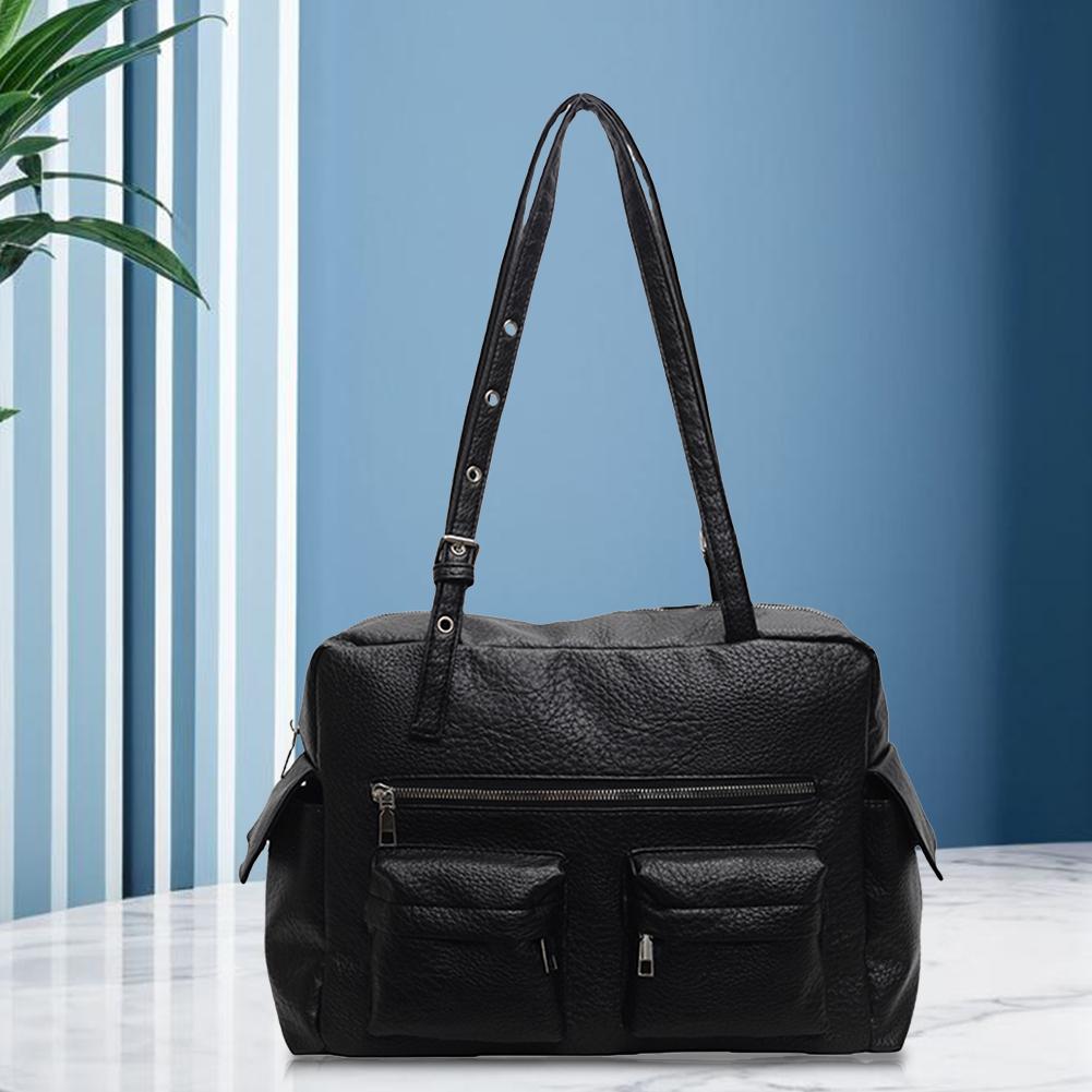 

Women PU Leather Shoulder Bag with Multi-Pockets Underarm Bag Adjustable Strap Satchel Bag Solid Tote Bag for Work Travel