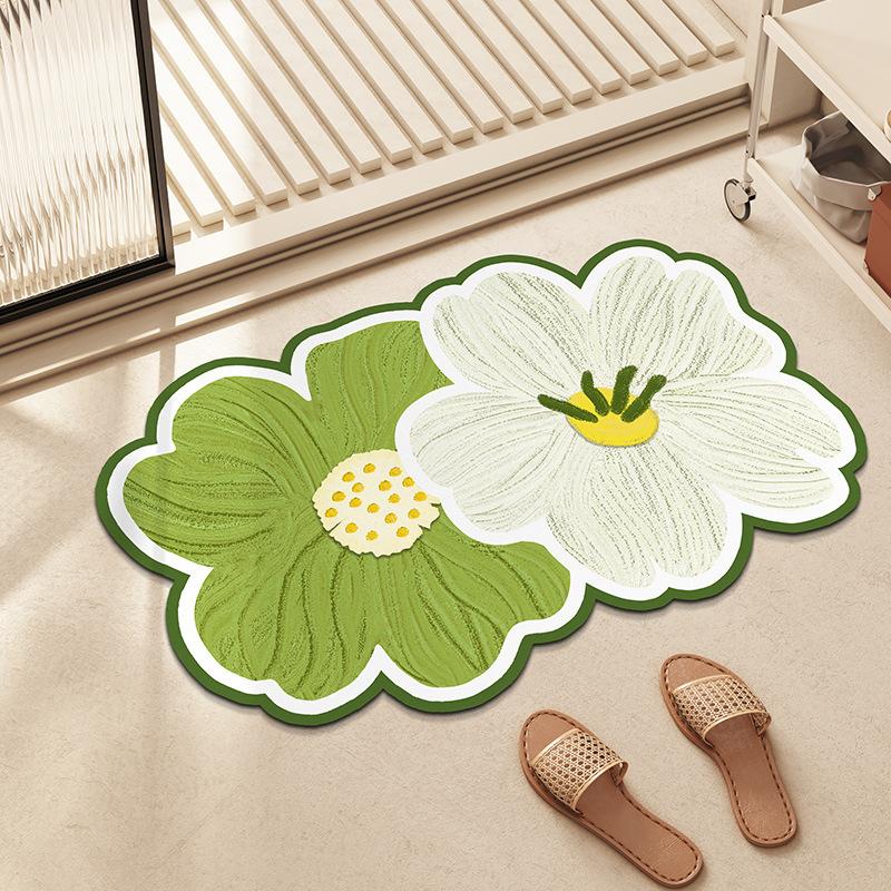 Small Fresh Flowers Diatom Mud Mat Home Bathroom Cute Flower Non-slip Mat Bathroom Absorbent Quick Drying Mat