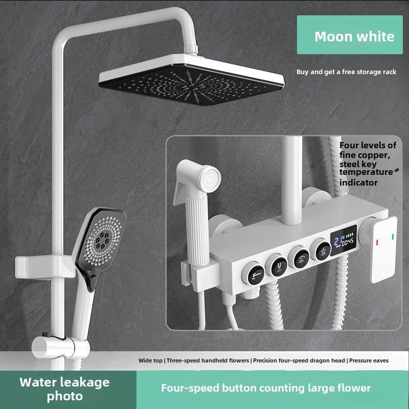 Copper Shower Set Household Digital Display Constant Temperature Shower System Bathroom Booster Nozzle Shower Spray Kit