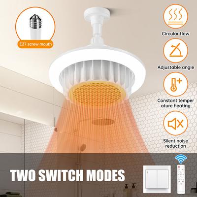 Remote Control Warm Air Lamp High-Power Whole House Heating Dimming Room Spiral E27 Electric Heater Fan Light Ceiling Fan Light