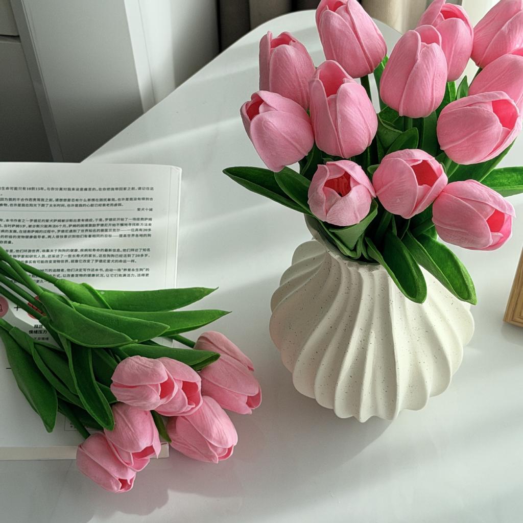 10Pcs Tulip Flowers Artificial Tulip Bouquet PE Foam Fake Flower for Wedding Ceremony Decor Home Garden Bouquet Decoration