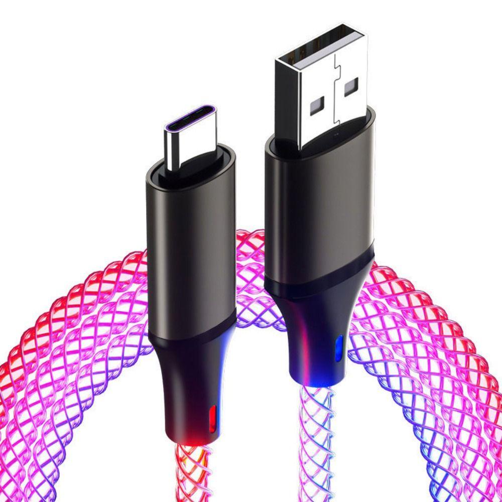 6A 66W Fast Charging Cable Type C Mobile Phone Data Cord RGB Lights Charge Cable  Phone Charging