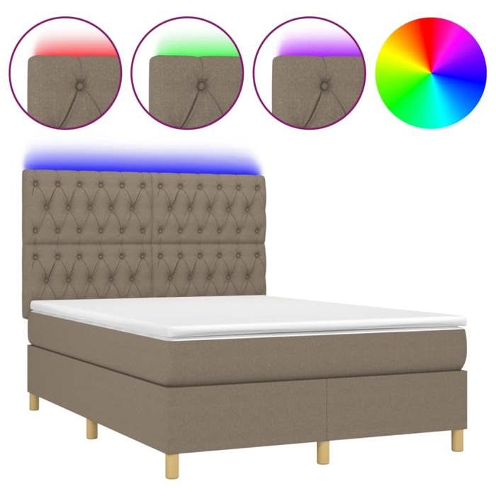 Maison Exclusive - Sommier à lattes de lit et matelas et LED Taupe 140x190cm Tissu