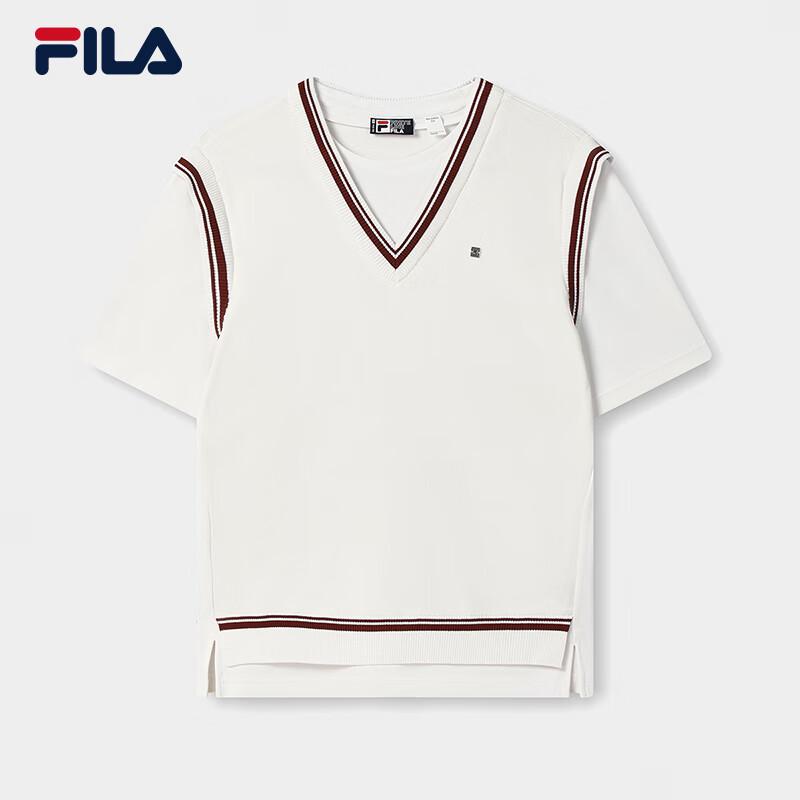 Женский трикотажный топ FILA с коротким рукавом, имитация двойки XL