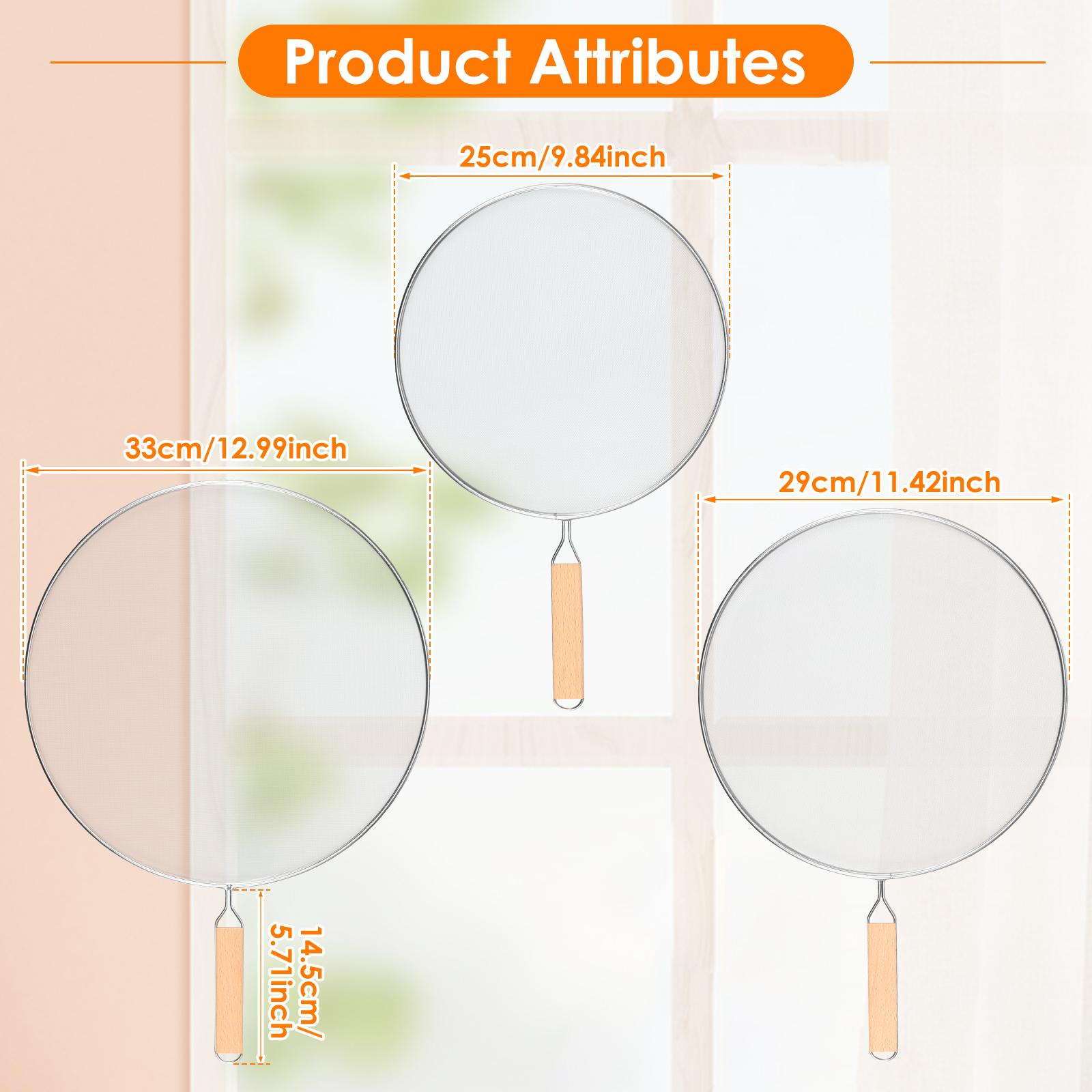 

3 шт., набор из нержавеющей стали для жарки, защиты от брызг масла, сетки для защиты от жира, сковороды, защитного экрана от брызг серебряный