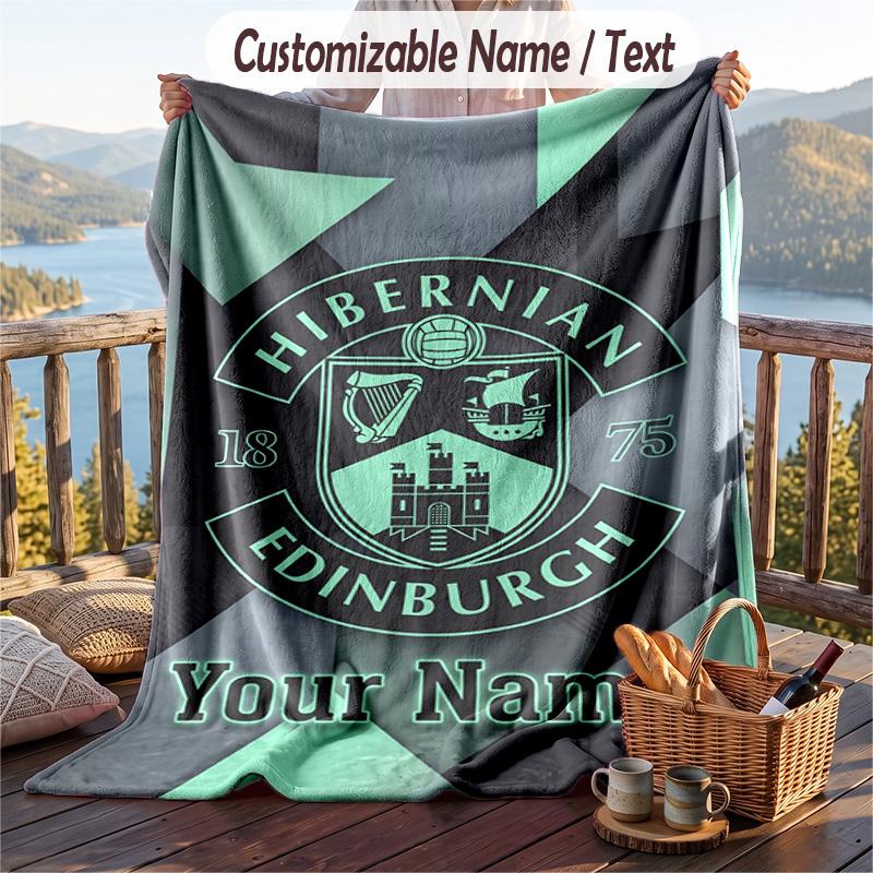 Flannel Blanket Hibernian FC Print Custom Name Text Soft Throw for Sofa Bed