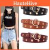 Pu Leather Versatile Belt For Women With Punching Detail And Buckle Metal