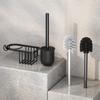 Space Aluminum Wall-Mounted Toilet Brush with No Dead Angle Design and Punch-Free Storage