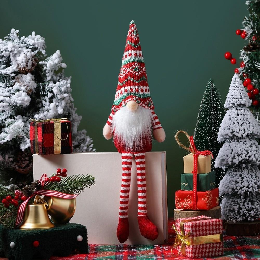 Faceless Style Knitted Gnome Doll 40cm Length Christmas Gnome Decor New Year Celebration