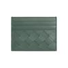 Solid Color Woven Design Calfskin Card Holder Women Accessories Green 742325VCPP33198