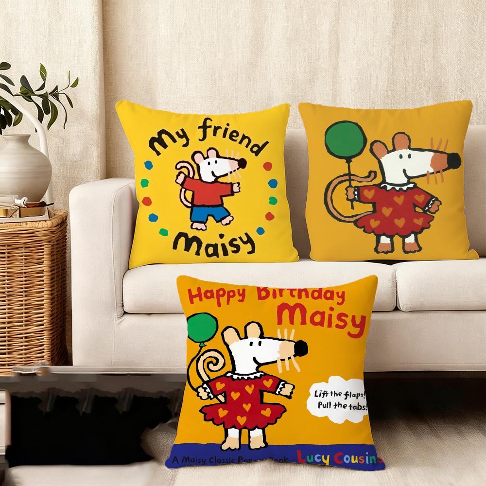 Cute B-Bobo The M-Mouse Cushion Cover Short Plush Double-Sided Print Square Throw Pillow Covers Sofa Home Cushion Decor