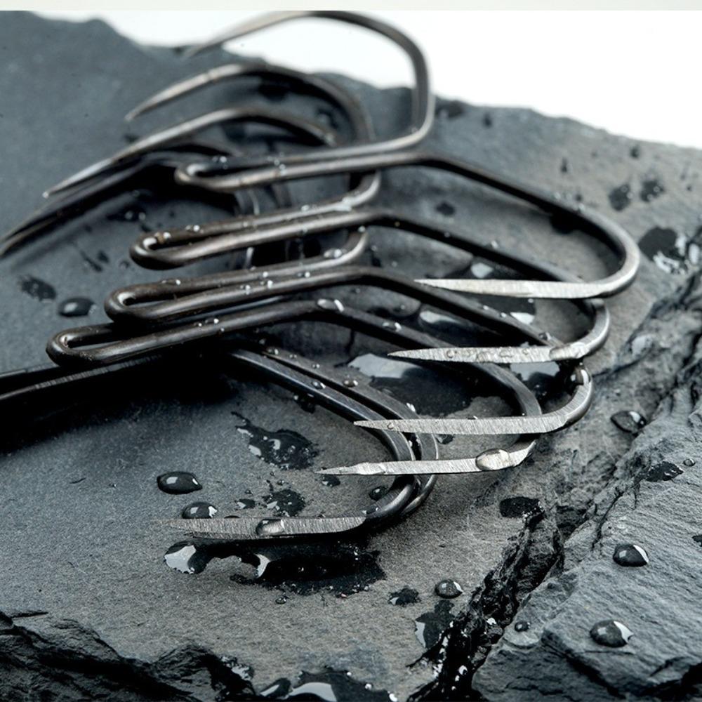 10pcs High Carbon Steel Fishing Hook Grind Double Anchor Hooks Butterfly Hook  Deep Ocean Fishing