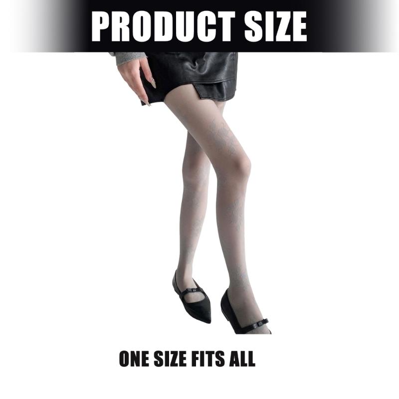 Stylish Floral Jacquard Pantyhose High Stretch Nylon Fabric Reinforced Toe Heel Breathable Design Multi Purpose Wear