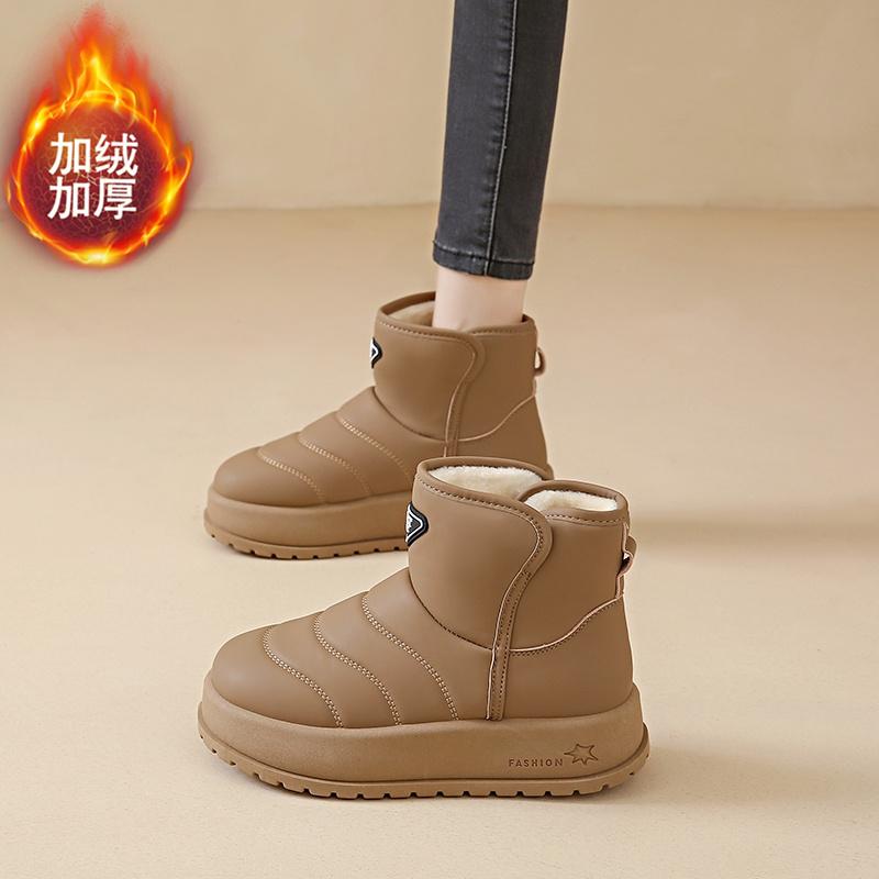 Fashion CRLAYDK Women's Winter Snow Boots Faux Fur Lined Warm Ankle Outdoor Shoes Platform Slip On Waterproof Short Walking Booties