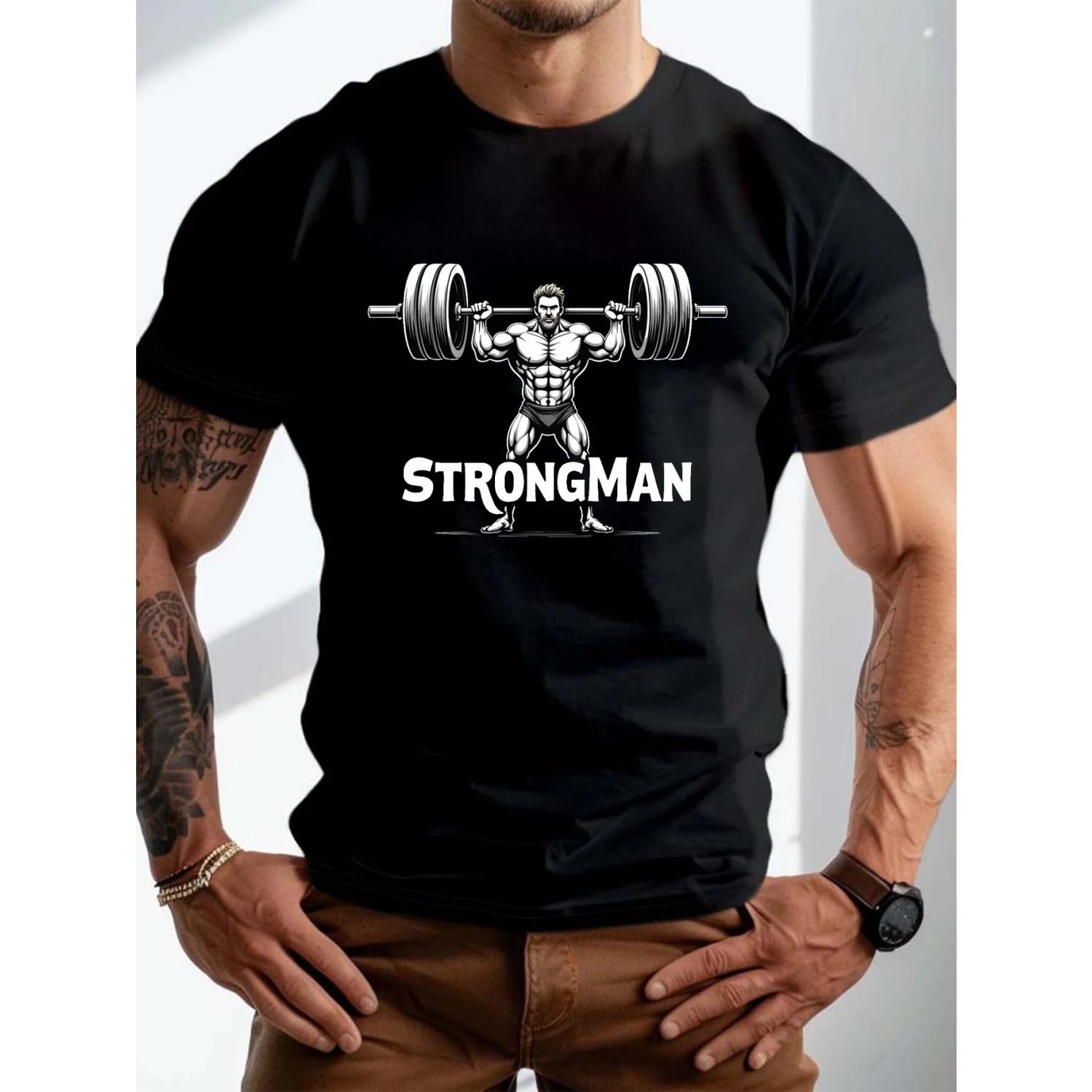 

Muscle Man Black Cotton TShirt Athletic Cool Style Men Fitness Bodybuilding Gym Workout Strength TShirt S чёрный